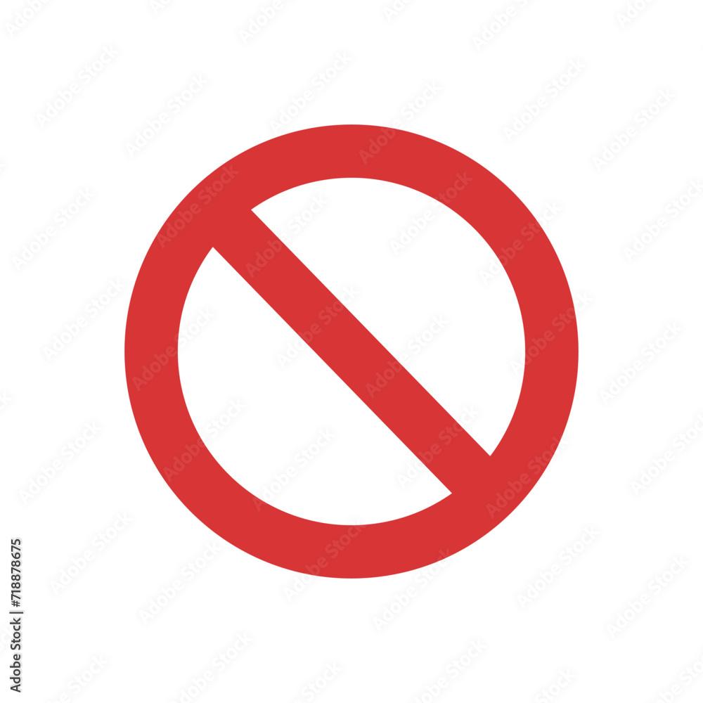 No sign, ban vector icon, stop symbol, red circle with oblique line. No sign, ban vector icon, stop symbol, red circle with oblique line.