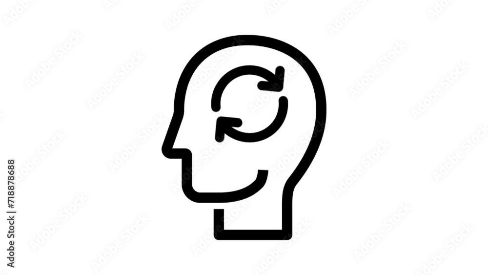 Human head linear with refresh symbol inside. Alpha channel, transparent background. 4K resolution Human head linear with refresh symbol inside. Alpha channel, transparent background. 4K resolution