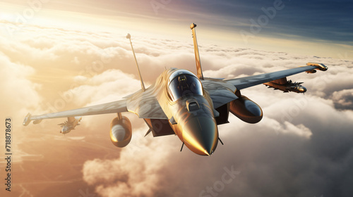 3d render fighter jet in the sky military aircraft
