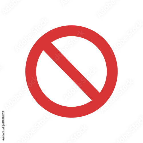 No sign, ban vector icon, stop symbol, red circle with oblique line.