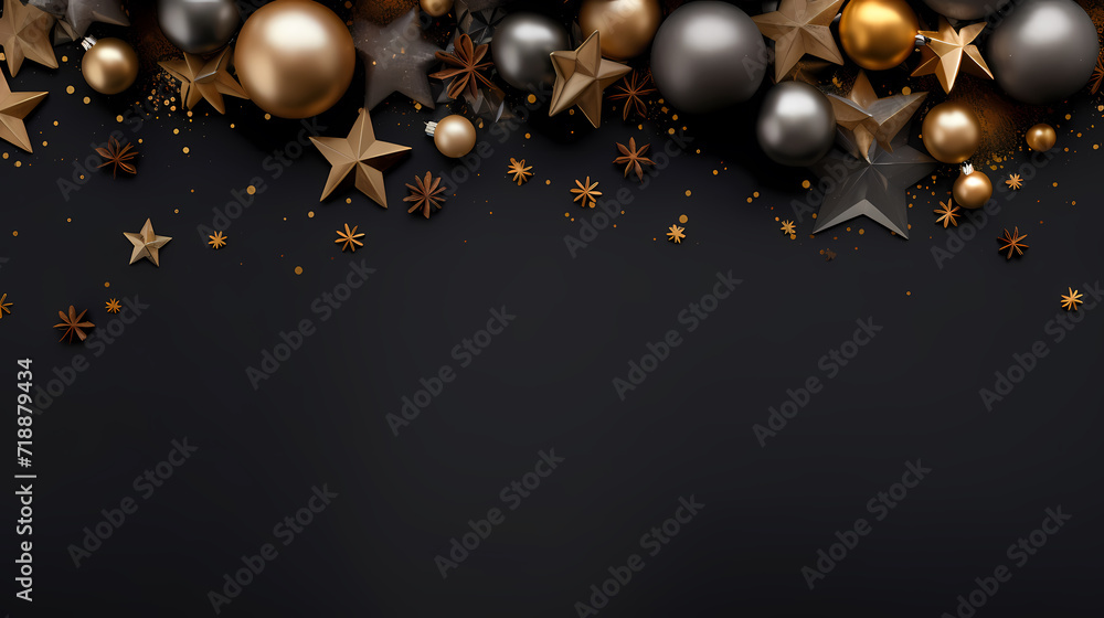 New Year concept banner, Christmas festive atmosphere, holiday decorations background New Year concept banner, Christmas festive atmosphere, holiday decorations background