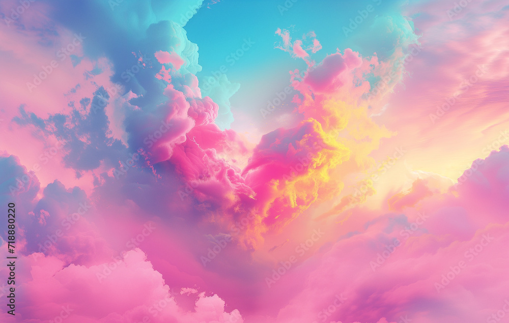 Dreamy sky with vibrant clouds suitable for imaginative themes and creative projects, perfect as a peaceful background for meditation and relaxation
