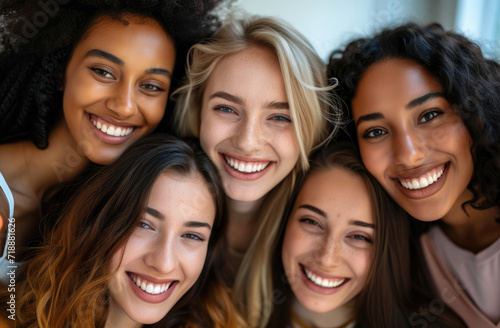 Portrait of a group of woman: Celebrating International Women's Day with Diversity Equity Inclusivity in the Industry with Multiracial Female