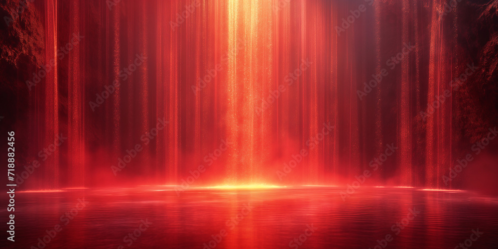 Leuchtender rot gelber feuriger Hintergrund im Querformat für Banner, ai generativ - obrazy, fototapety, plakaty 