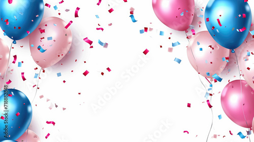 Background with pink and blue balloons for gender party