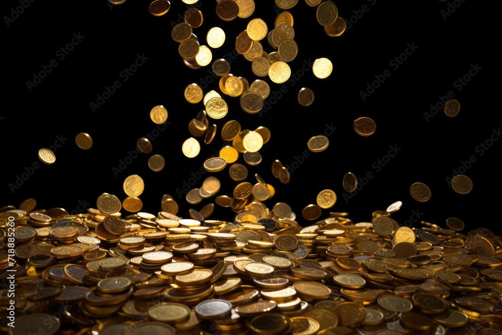 Gold coins falling on white background. Gold coins falling on white background.