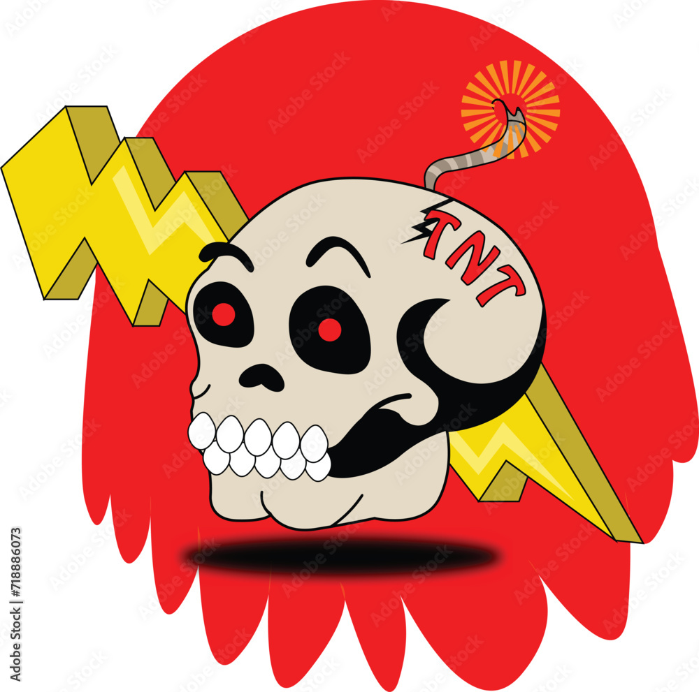 Fototapeta premium Vector Skull TNT. Cartoon Skull TNT