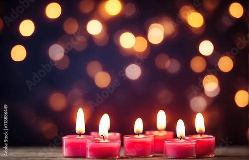 Candles on a blurred background with bokeh lights
