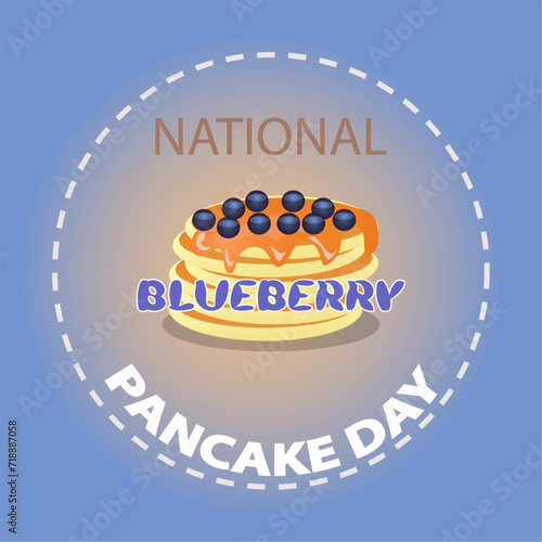 National Blueberry Pancake Day Vector