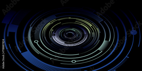 HUD futuristic elements, vector for digital technology UI. Sci-fi circle elements with light. Futuristic User Interface concept for graphic motion. Hi-tech circles.