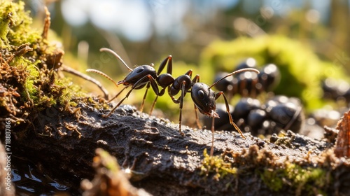 Black garden ant activity. Also known as the common black ant.
