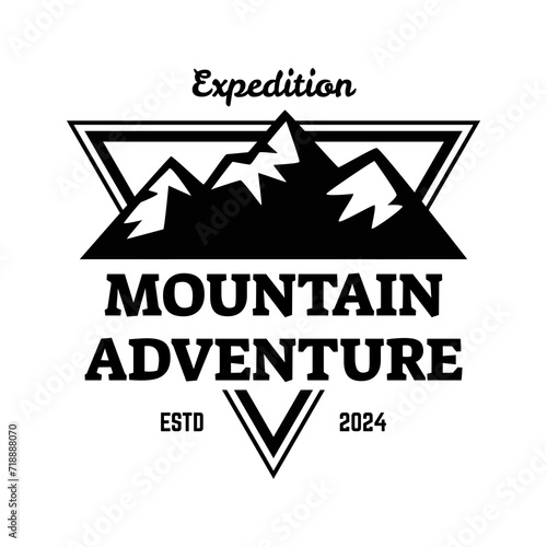 Adventure and outdoor vintage logo template, badge or emblem style. Mountain logo vector design template.