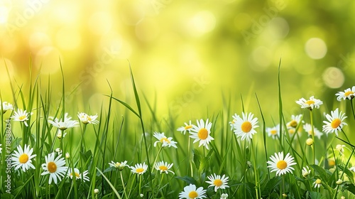 spring grass and daisy wildflowers nature abstract background