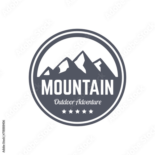Adventure and outdoor vintage logo template, badge or emblem style. Mountain logo vector design template.