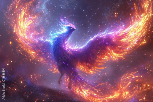 Purple Phoenix Rising: A Celestial Splash of Fire and Fury Generative AI