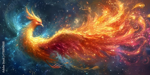 Fiery Phoenix Rising: A Celestial Splash of Color and Creativity Generative AI