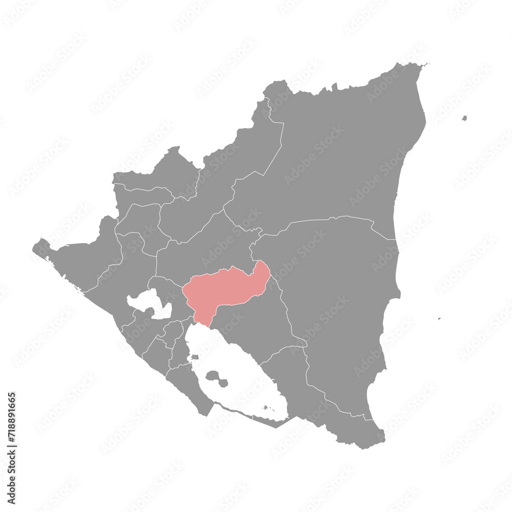 Obraz premium Boaco Department map, administrative division of Nicaragua. Vector illustration.