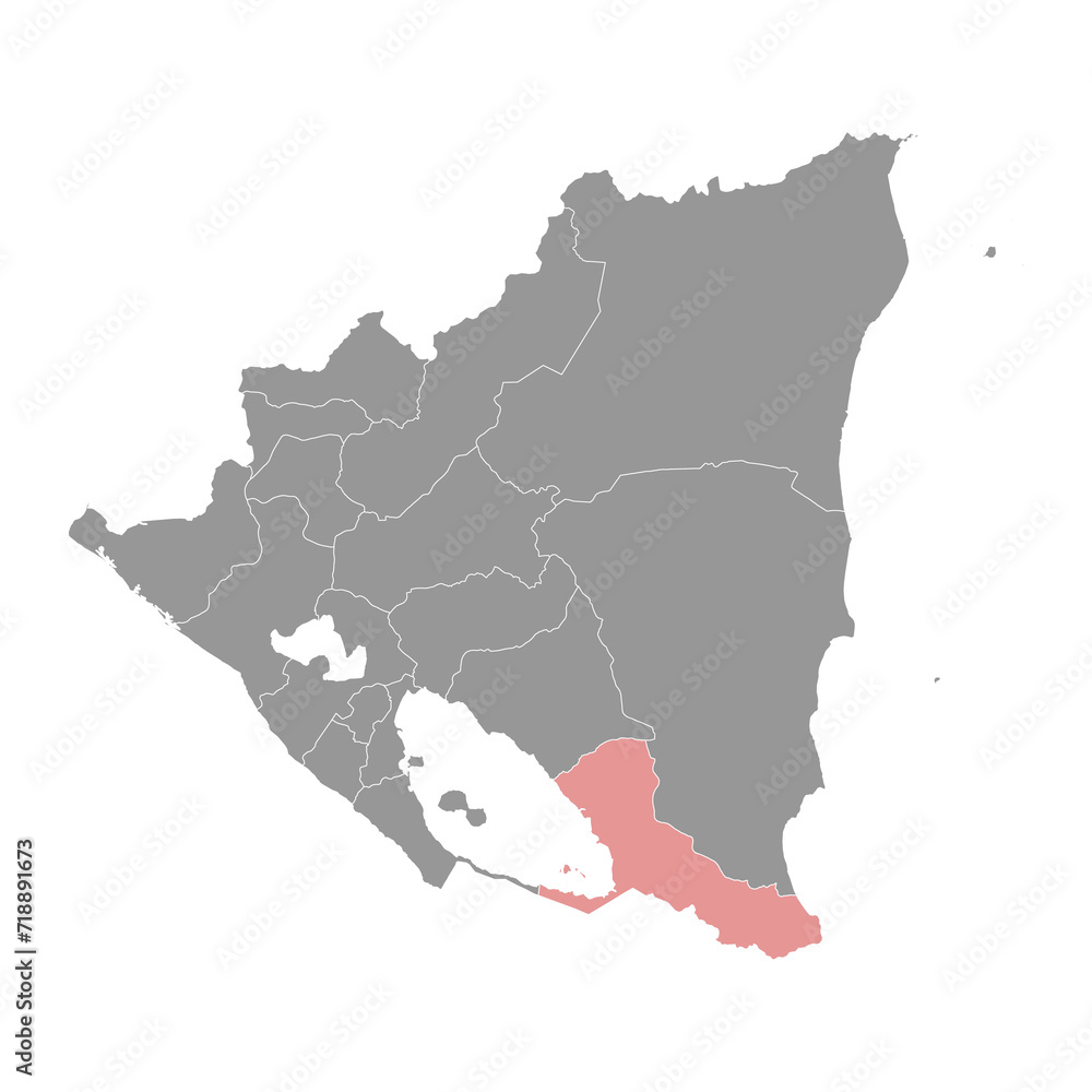 Obraz premium Rio San Juan Department map, administrative division of Nicaragua. Vector illustration.