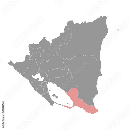 Rio San Juan Department map  administrative division of Nicaragua. Vector illustration.
