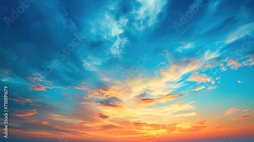 Sunset sky background,The sky will change colors from blue to orange