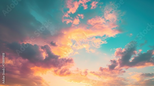Sunset sky background,The sky will change colors from blue to orange © INK ART BACKGROUND