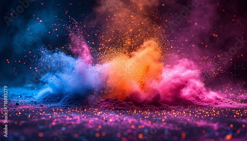 Colorful Explosion of Paint Powder: A Neon-Inspired Artistic Blast for the Month of April Generative AI © vinod