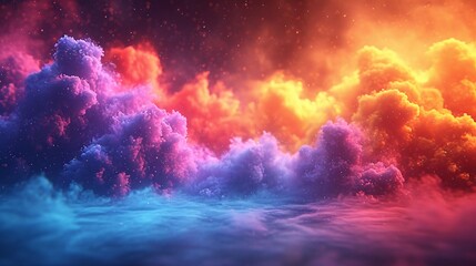 Pink Clouds in a Rainbow Sky: A Colorful and Vibrant Image for Your Monthly Social Media Posts Generative AI