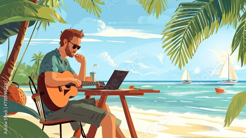Digital Nomad Lifestyle. The dynamic life of a digital nomad, blending work and travel seamlessly with cutting-edge devices.