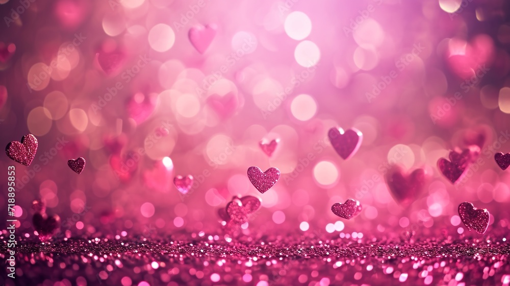 whimsical pink hearts background for a festive valentine s day celebration - obrazy, fototapety, plakaty 