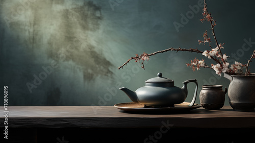 Elegance in simplicity, a Chinese tea set captivates with delicate craftsmanship, offering a sensory journey and reflecting the rich tradition of tea culture. photo