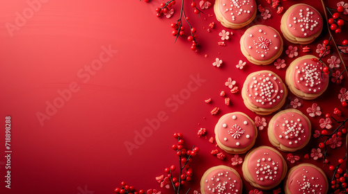 Chinese New Year cookies, a delightful blend of traditional flavors and modern sweetness, symbolizing good fortune and shared joy during festive celebrations photo