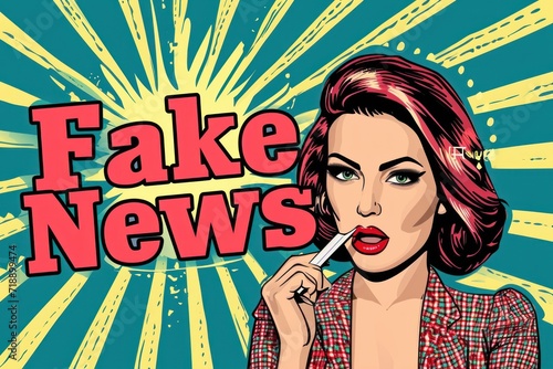 Slogan "Fake News" text pop art style