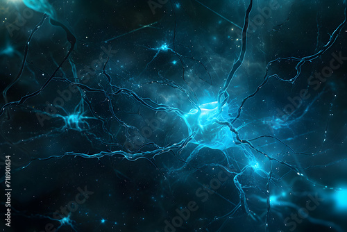 Abstract image of neural connections on blue background