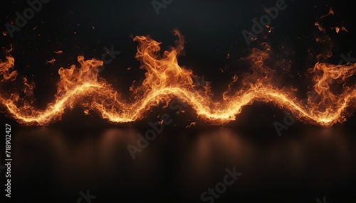 flames coming in a line from the right and left and colliding at the center point on a black background 