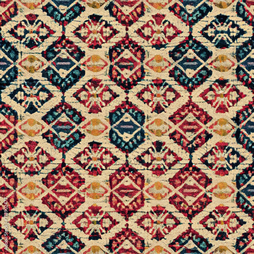 Grunge seamless texture with ethnic pattern, fabric texture, rug boho style design