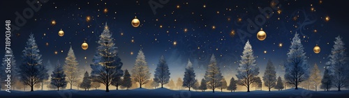 blue christmas trees background with gold elements © IgnacioJulian