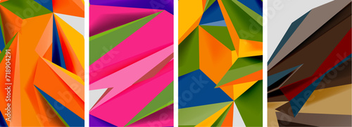 Set of mosaic triangle pattern abstract posters. Vector illustration For Wallpaper, Banner, Background, Card, Book Illustration, landing page © antishock