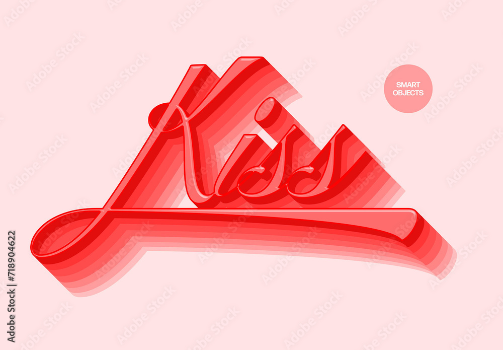 February Pink Text Vector Valentines Day Pink Text Effect Mockup Stock Template | Adobe Stock