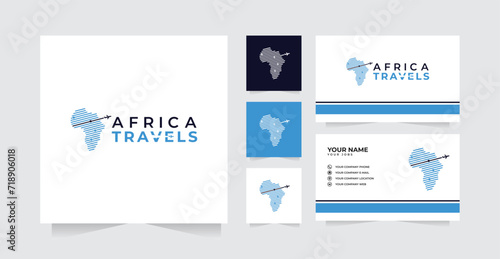 Africa travel logo design and business card vector template