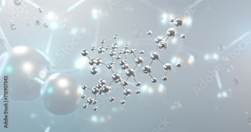 Hydroxyprogesterone caproate rotating 3d molecule, molecular structure of progestogen, seamless video photo