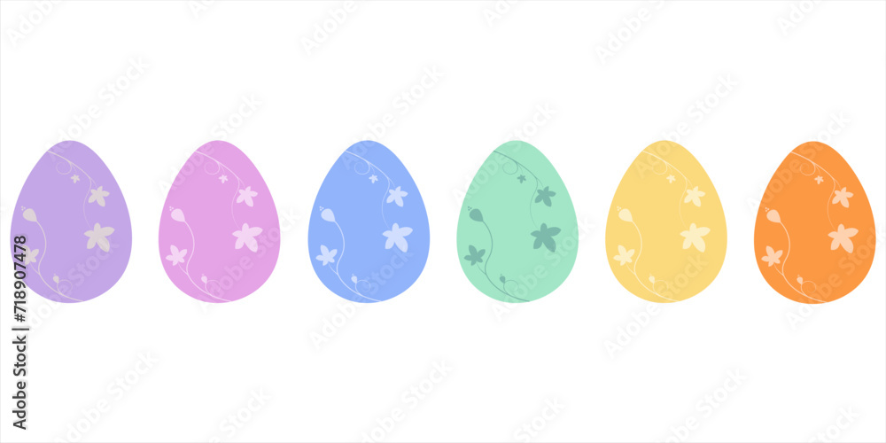 Easter eggs. Set of vector illustrations in flat style. Colored Easter eggs on a white background.

