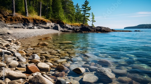 Rocky beach shore contributing to a healthy ecosystem , Rocky beach shore, healthy ecosystem, beach