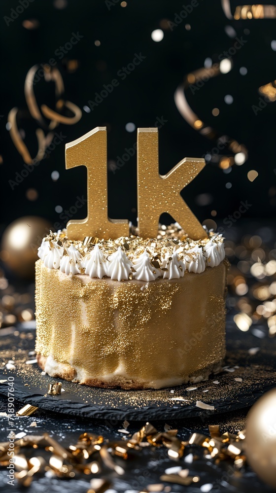 1000 followers or likes celebration cake, 1k