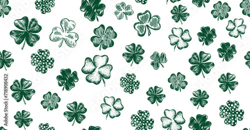 Sketch set clover. St. Patrick's Day. Hand drawn illustration.	
