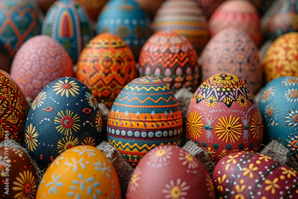 Colorful Easter Eggs with Flower Patterns Generative AI Colorful Easter Eggs with Flower Patterns Generative AI