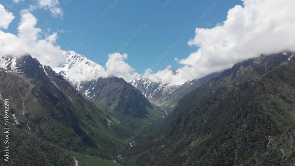 Caucasus, North Ossetia. Tsey Gorge. Valley in the middle. Caucasus, North Ossetia. Tsey Gorge. Valley in the middle.
