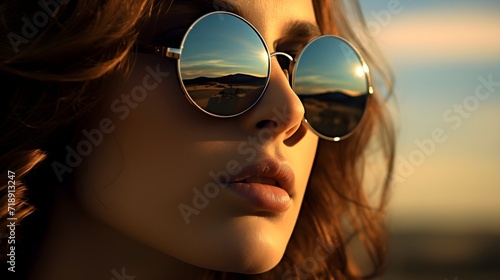 Trendy Intrigue: Mysterious Eye Contact with Sunglasses and Reflections | Elevate Portraits with Contemporary Cool