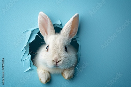 Bunny Peeking Out of a Hole in the Wall: A Cute and Playful Image for Easter Generative AI