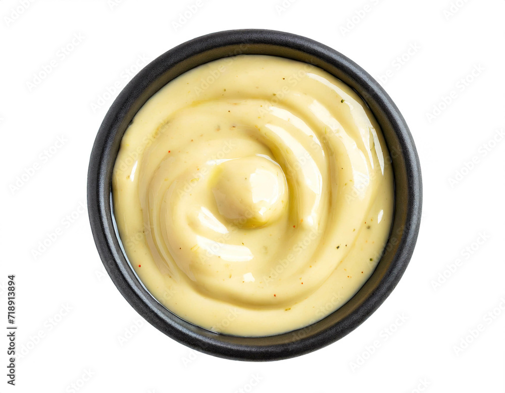 Sauce bernaise isoliert auf weißen Hintergrund, Freisteller,Draufsicht Sauce bernaise isoliert auf weißen Hintergrund, Freisteller,Draufsicht