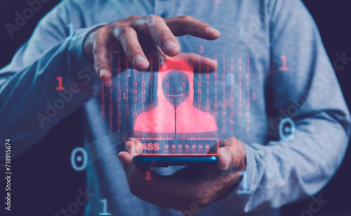 Obraz na płótnie System hacked alert after cyberattack network. Cybersecurity alert: Protect against cyberattacks, viruses, and hackers. Safeguard passwords, stay vigilant for warnings, and secure business networks. w salonie